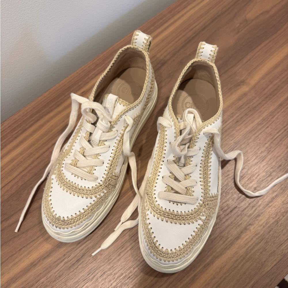 Chloe Cream and Tan Women's Sneakers